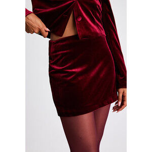 Lulus Bettany Dark Red Velvet Mid-rise Mini Skirt - Size M